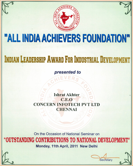 Indian Leadership Award for Industrial Development Awards and Achievements